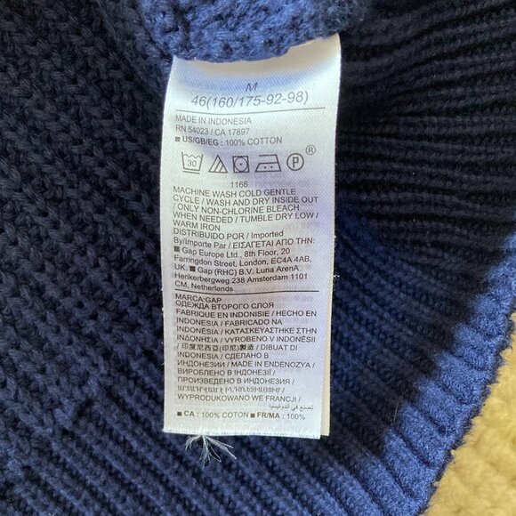 Vintage Gap Chunky Ribbed 100% Cotton Navy Blue Sweater, Medium - Picture 4 of 6